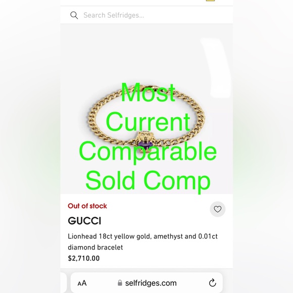 Auth GUCCI Bracelet • Diamonds 18K Yellow Gold Lion Amethyst Gemstone Authentic - Picture 2 of 3